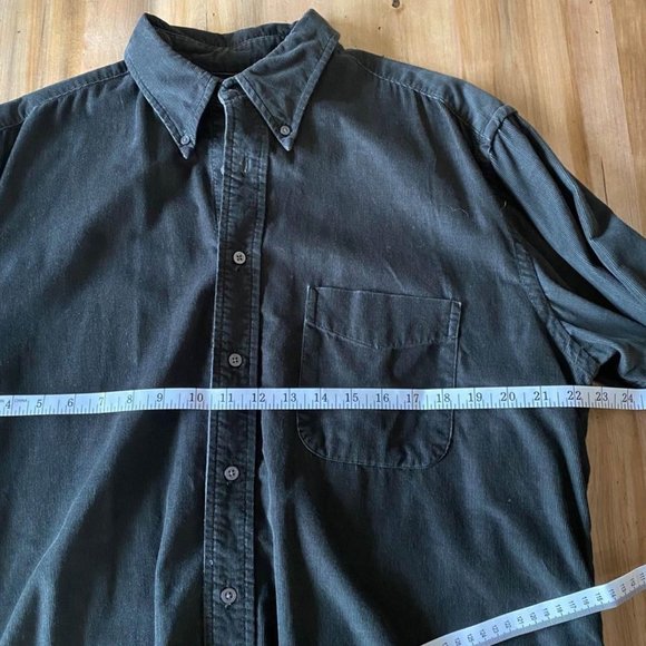 Eddie Bauer Dark Green Corduroy Button Down Shirt Mens Size Large Tall - Picture 5 of 7